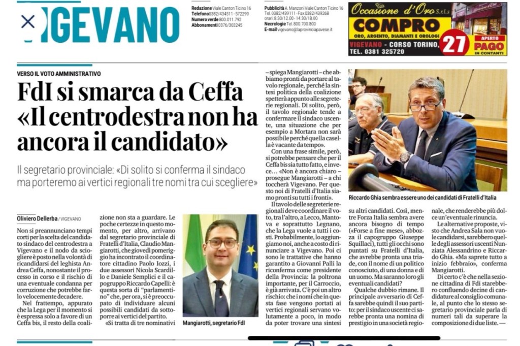 Cominciano le manovre per affondare Paola di&nbsp;Voghera